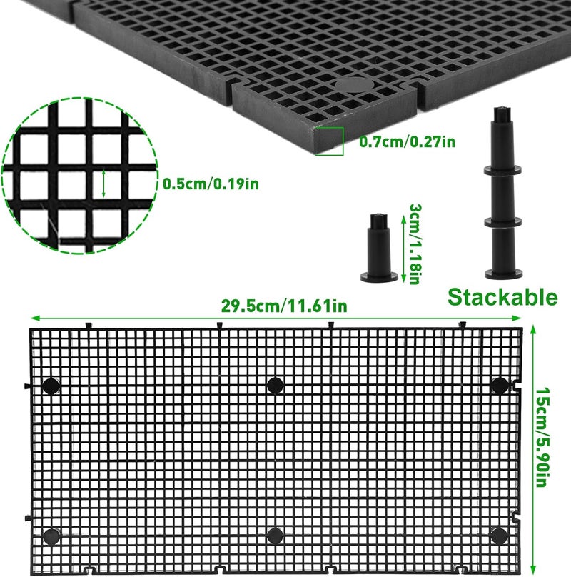 LINLAN 4 Pieces High-Density Aquarium Grid Plastic with 24 Brackets, Fish Tank Divider, Egg Crate for DIY Filtration and Bottom Protection in Aquascaping - Image 2